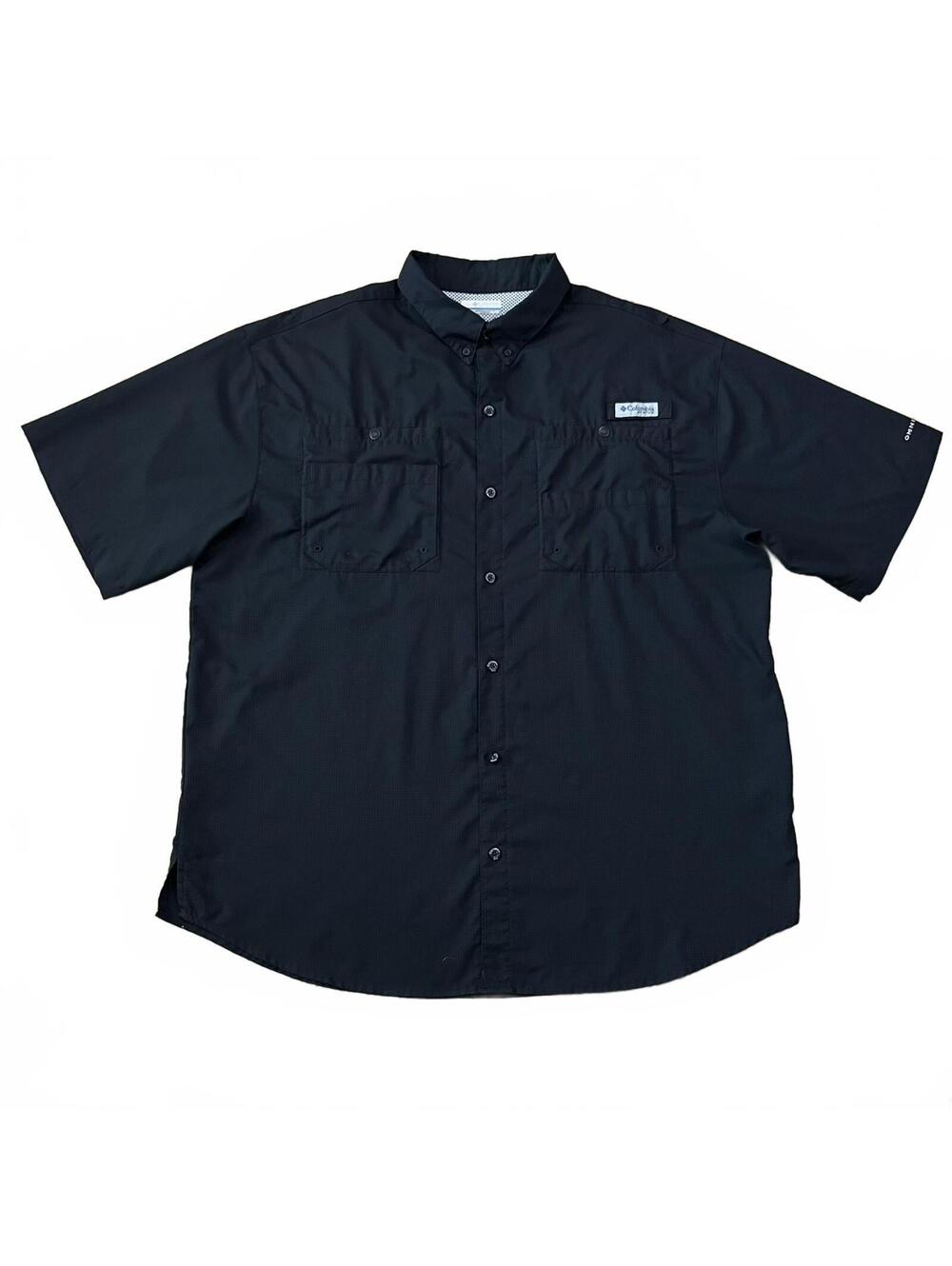 Columbia PFG Mens Tamiami II Short Sleeve Fishing Shirt Black Size XL flaw